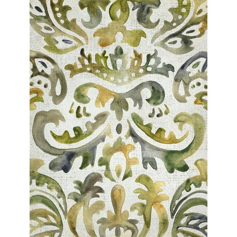 Verdant Damask III White Modern Wood Framed Art Print by Zarris, Chariklia