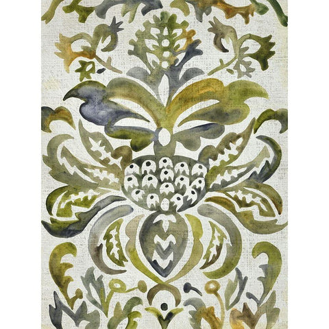 Verdant Damask IV Gold Ornate Wood Framed Art Print with Double Matting by Zarris, Chariklia