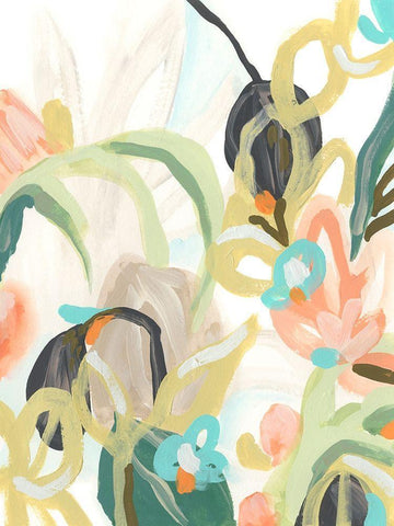 Tropical Jest I White Modern Wood Framed Art Print with Double Matting by Vess, June Erica