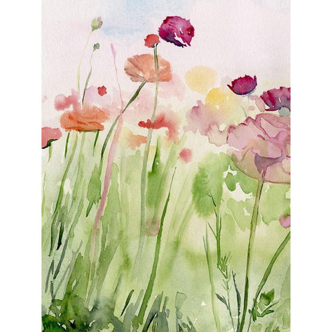 Among the Watercolor Wildflowers I Black Modern Wood Framed Art Print with Double Matting by Parker, Jennifer Paxton