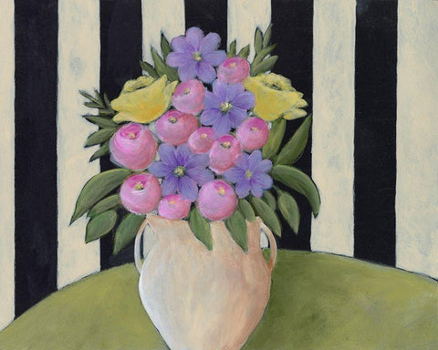 Subtle Bouquet I Black Ornate Wood Framed Art Print with Double Matting by Moore, Regina