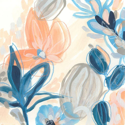 Terra Cotta Blooms I Gold Ornate Wood Framed Art Print with Double Matting by Vess, June Erica