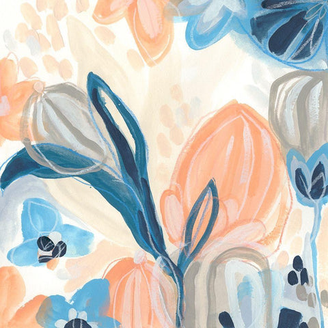 Terra Cotta Blooms III Gold Ornate Wood Framed Art Print with Double Matting by Vess, June Erica