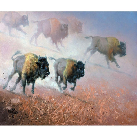 Plains Thunder Gold Ornate Wood Framed Art Print with Double Matting by Sorenson, Jack