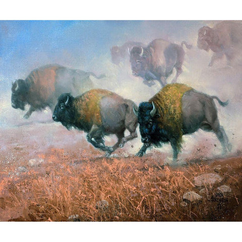 Prairie Thunder Black Modern Wood Framed Art Print with Double Matting by Sorenson, Jack