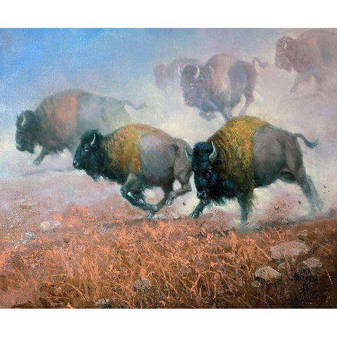 Prairie Thunder White Modern Wood Framed Art Print by Sorenson, Jack