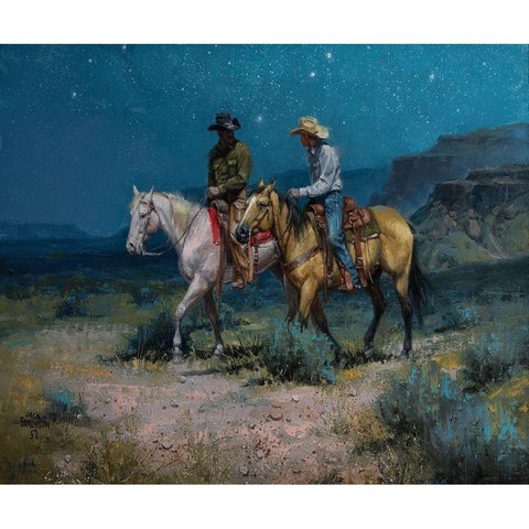 Night Riders Black Modern Wood Framed Art Print by Sorenson, Jack