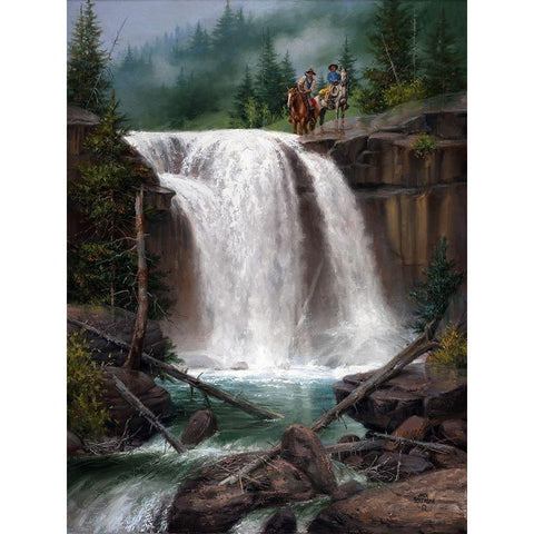 Above the Falls Gold Ornate Wood Framed Art Print with Double Matting by Sorenson, Jack