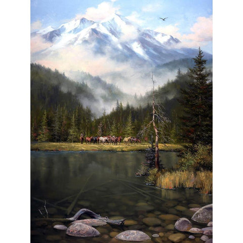 As the Mist Slowly Rises Black Modern Wood Framed Art Print by Sorenson, Jack