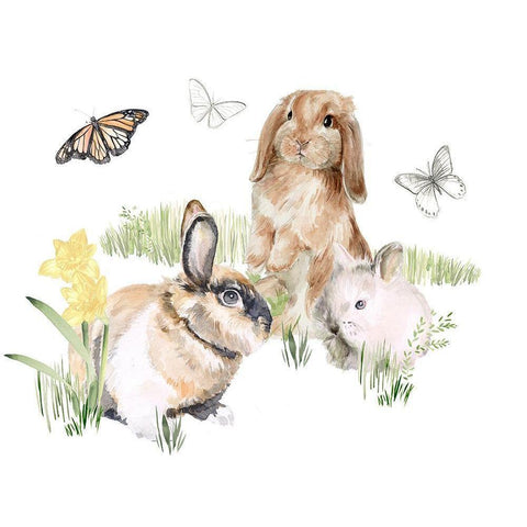 English Bunnies II White Modern Wood Framed Art Print by Parker, Jennifer Paxton