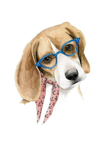 Vogue Dog III White Modern Wood Framed Art Print with Double Matting by Popp, Grace