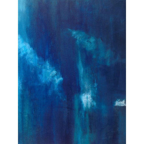 Azul Profundo Triptych III Black Modern Wood Framed Art Print by Wilkins, Suzanne