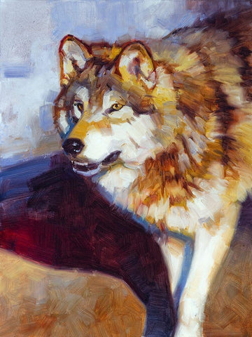 Wolf Study II Black Ornate Wood Framed Art Print with Double Matting by Chapman, Julie T.