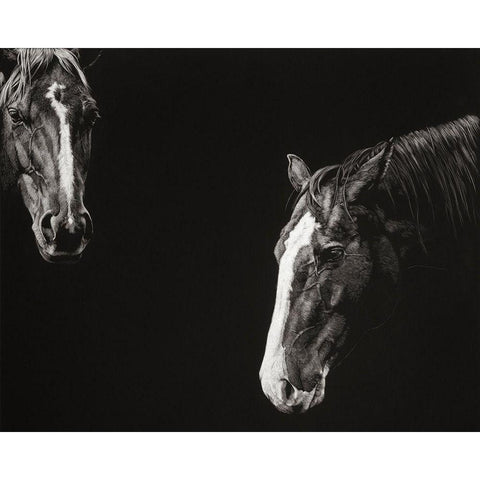 Cowboy Scratchboard III Black Modern Wood Framed Art Print by Chapman, Julie T.