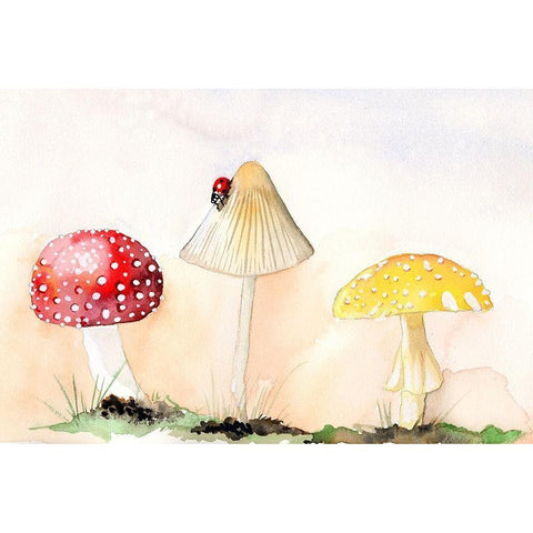 Faerie Mushrooms I Black Modern Wood Framed Art Print with Double Matting by Ludwig, Alicia
