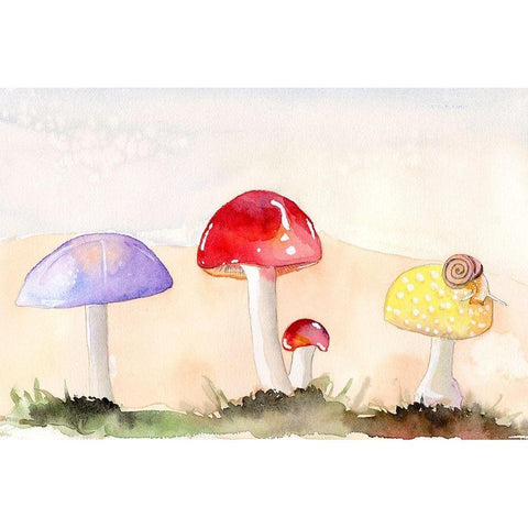 Faerie Mushrooms II Black Modern Wood Framed Art Print by Ludwig, Alicia