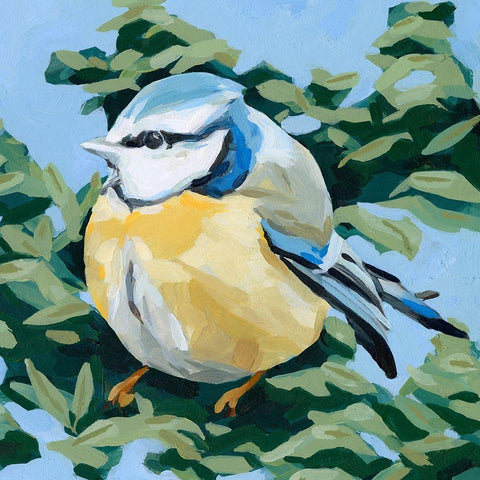 Painterly Bird II White Modern Wood Framed Art Print with Double Matting by Scarvey, Emma