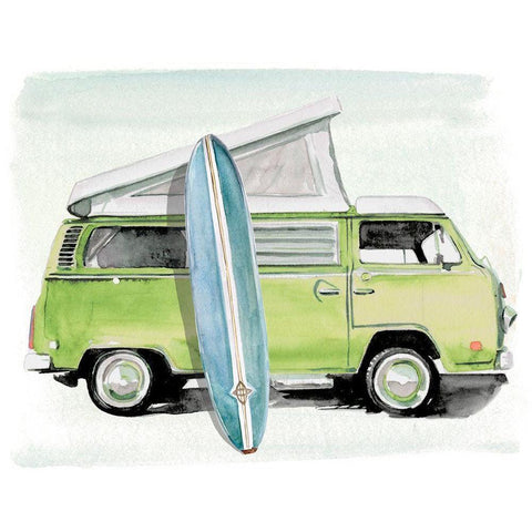 Surf Wagon I Black Modern Wood Framed Art Print with Double Matting by Parker, Jennifer Paxton