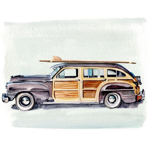 Surf Wagon II White Modern Wood Framed Art Print by Parker, Jennifer Paxton