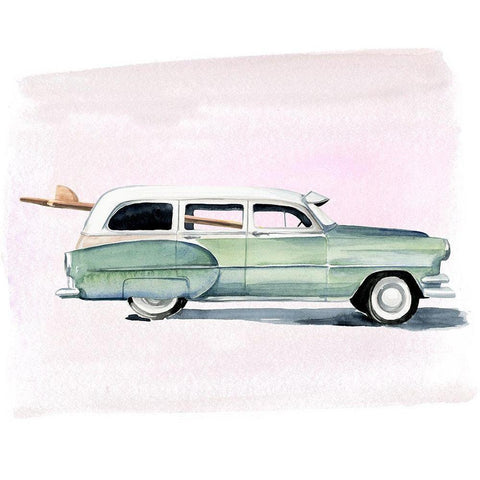 Surf Wagon III White Modern Wood Framed Art Print by Parker, Jennifer Paxton