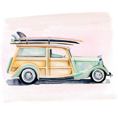 Surf Wagon IV White Modern Wood Framed Art Print by Parker, Jennifer Paxton