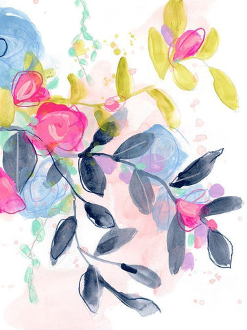 Floral Blotter I White Modern Wood Framed Art Print with Double Matting by Vess, June Erica