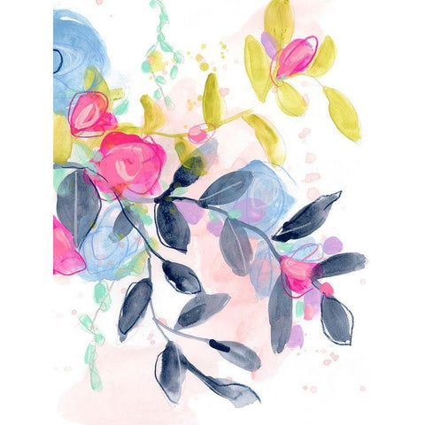 Floral Blotter I Black Modern Wood Framed Art Print with Double Matting by Vess, June Erica