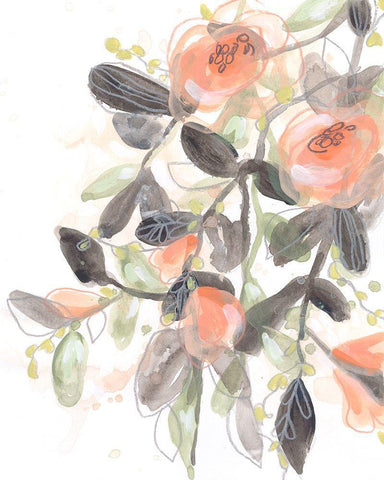 Sheer Blossoms I Black Ornate Wood Framed Art Print with Double Matting by Vess, June Erica