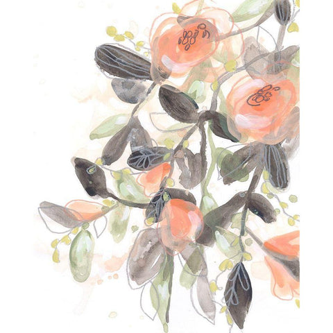 Sheer Blossoms I Gold Ornate Wood Framed Art Print with Double Matting by Vess, June Erica