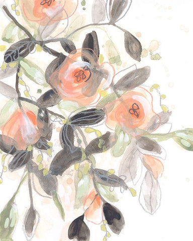 Sheer Blossoms II White Modern Wood Framed Art Print with Double Matting by Vess, June Erica
