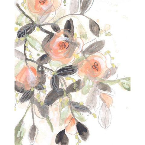 Sheer Blossoms II Gold Ornate Wood Framed Art Print with Double Matting by Vess, June Erica