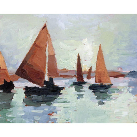 Sunset Harbor I White Modern Wood Framed Art Print by Harper, Ethan