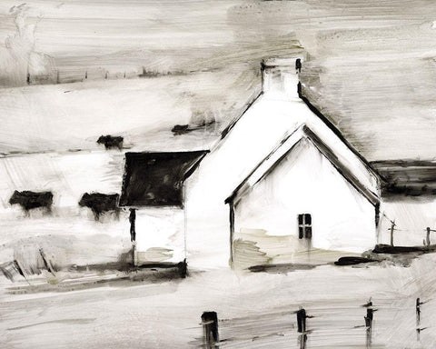 English Farmhouse I Black Ornate Wood Framed Art Print with Double Matting by Harper, Ethan