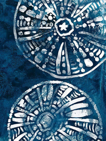 Sea Batik II Black Ornate Wood Framed Art Print with Double Matting by Vess, June Erica