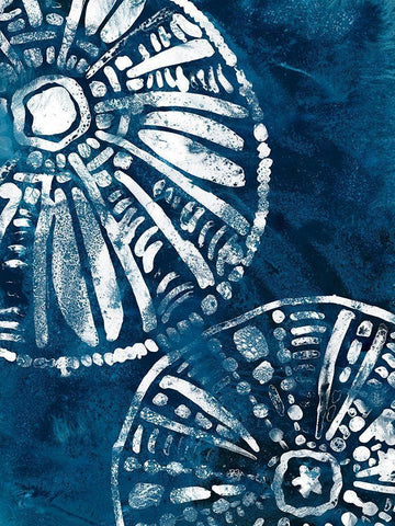 Sea Batik III White Modern Wood Framed Art Print with Double Matting by Vess, June Erica