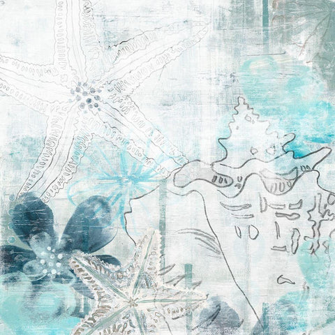 Ocean Abstraction I White Modern Wood Framed Art Print by Vess, June Erica