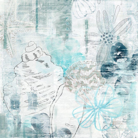 Ocean Abstraction II White Modern Wood Framed Art Print with Double Matting by Vess, June Erica