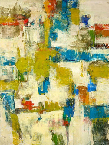 Spring Vibe I White Modern Wood Framed Art Print with Double Matting by Joy, Julie