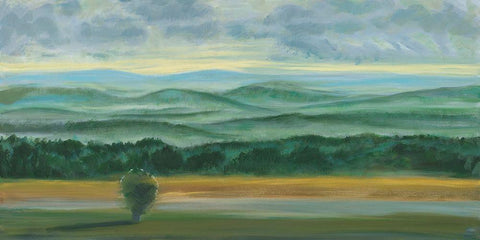 Misty Mountain View II Black Ornate Wood Framed Art Print with Double Matting by Joy, Julie