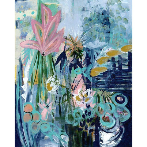 Opulent Floral Strokes II White Modern Wood Framed Art Print by Daavettila, Tara