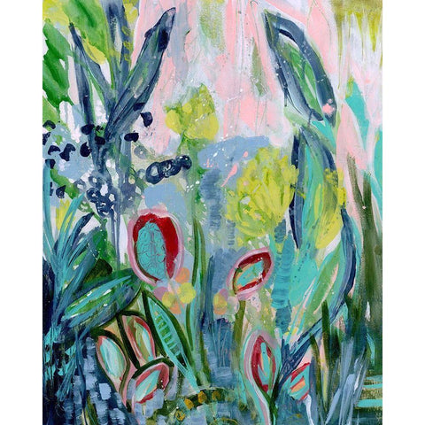 Opulent Floral Strokes III Black Modern Wood Framed Art Print by Daavettila, Tara