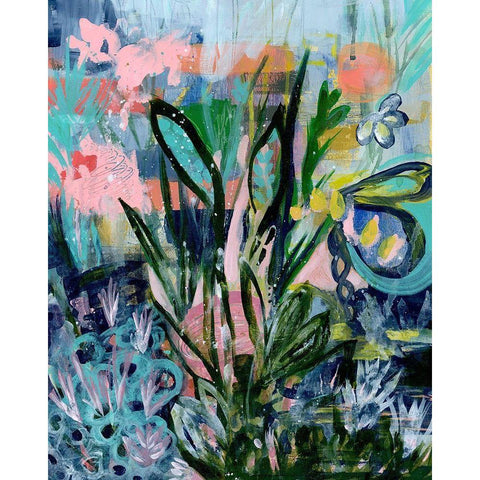 Opulent Floral Strokes IV White Modern Wood Framed Art Print by Daavettila, Tara