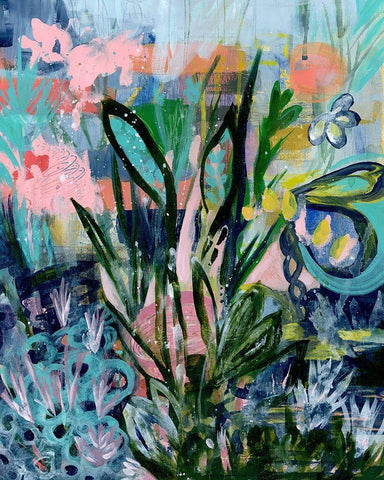 Opulent Floral Strokes IV White Modern Wood Framed Art Print with Double Matting by Daavettila, Tara