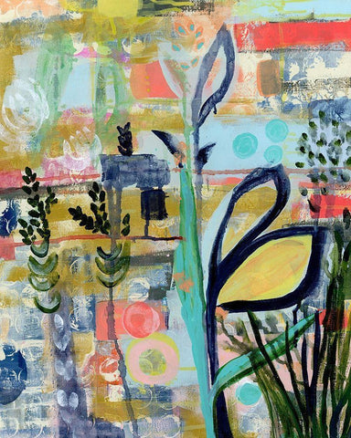 Opulent Floral Strokes V White Modern Wood Framed Art Print with Double Matting by Daavettila, Tara