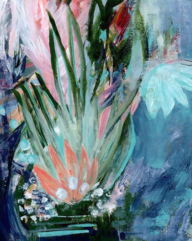 Opulent Floral Strokes VI White Modern Wood Framed Art Print with Double Matting by Daavettila, Tara