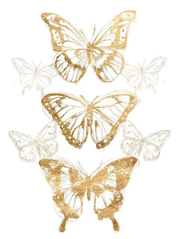 Gold Butterfly Contours II White Modern Wood Framed Art Print with Double Matting by Vess, June Erica