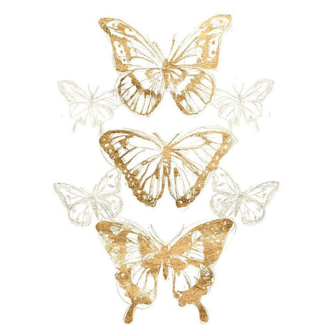 Gold Butterfly Contours II Black Modern Wood Framed Art Print by Vess, June Erica