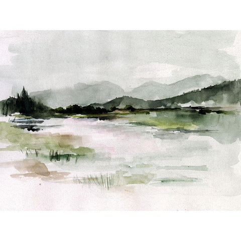 Lake Mist I White Modern Wood Framed Art Print by Parker, Jennifer Paxton