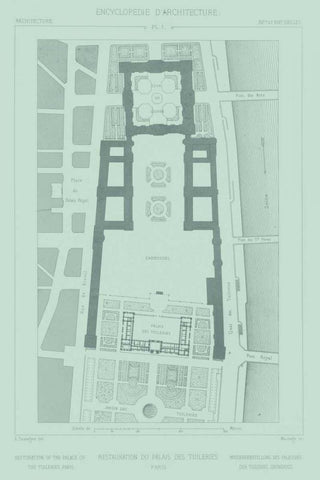 Mint and Slate Garden Plan I Black Ornate Wood Framed Art Print with Double Matting by Vision Studio