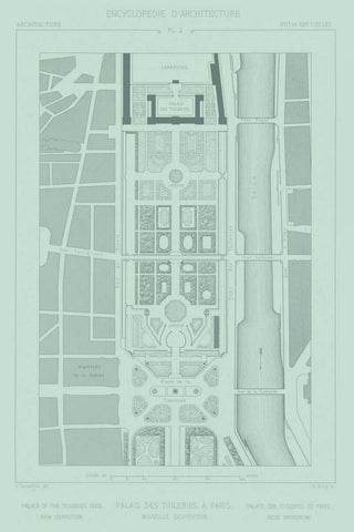 Mint and Slate Garden Plan II Black Ornate Wood Framed Art Print with Double Matting by Vision Studio